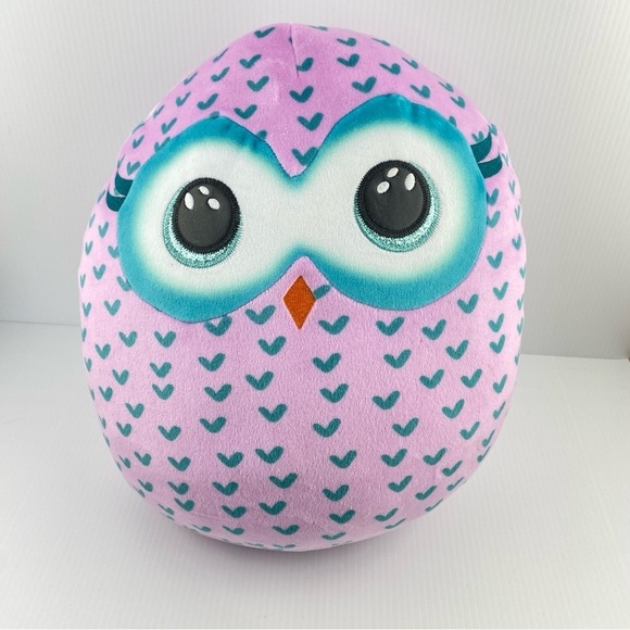 Ty Beanie Ballz Winks Owl 10 inch Plush 2021 Pink and Teal - Picture 1 of 8
